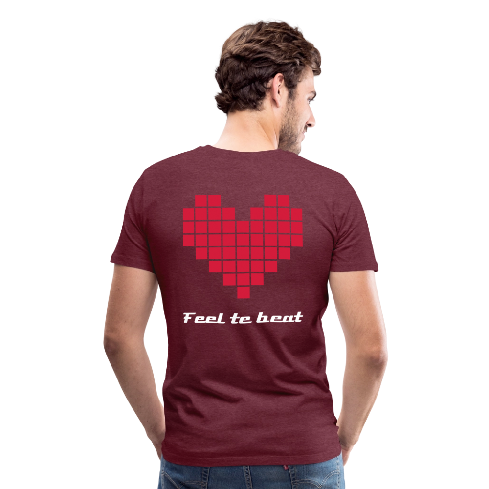 Männer "Feel the beat" T-Shirt - Bordeauxrot meliert