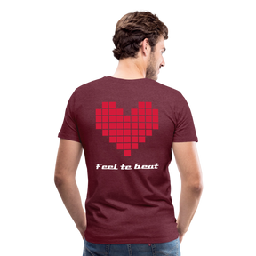 Männer "Feel the beat" T-Shirt - Bordeauxrot meliert