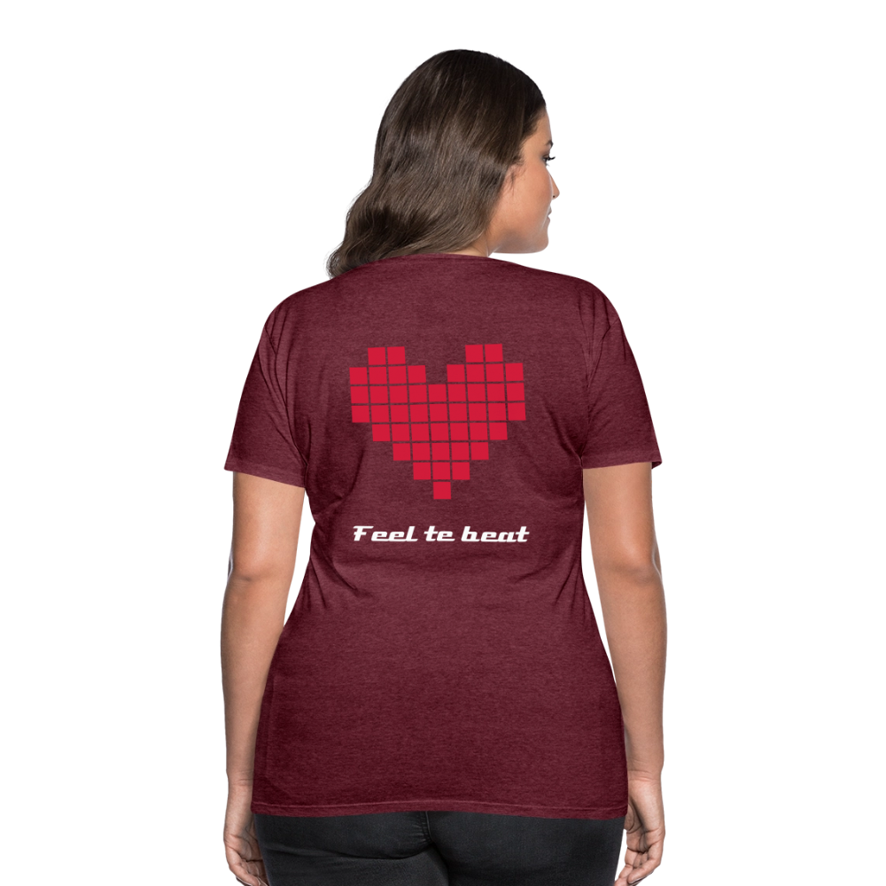 Frauen "feel the beat" T-Shirt - Bordeauxrot meliert