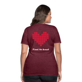 Frauen "feel the beat" T-Shirt - Bordeauxrot meliert