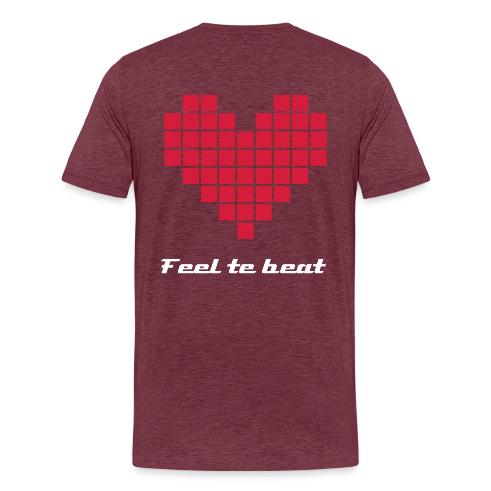 Männer "Feel the beat" T-Shirt - Bordeauxrot meliert