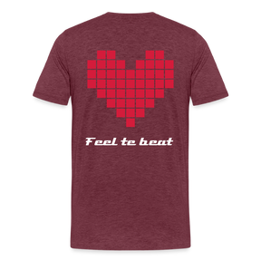 Männer "Feel the beat" T-Shirt - Bordeauxrot meliert