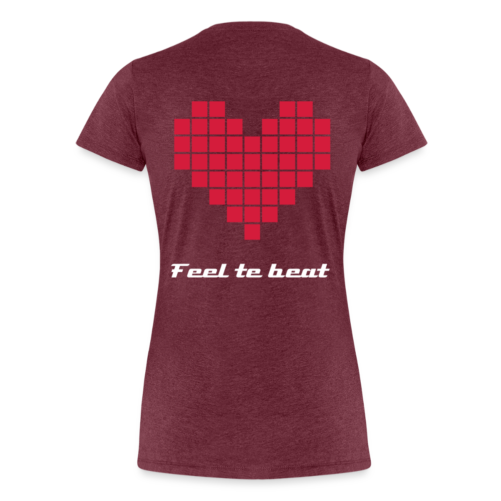 Frauen "feel the beat" T-Shirt - Bordeauxrot meliert